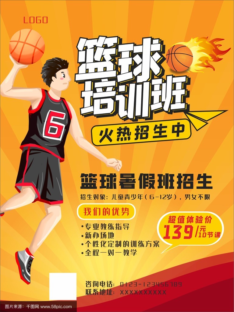 篮球训练营传单模板图片