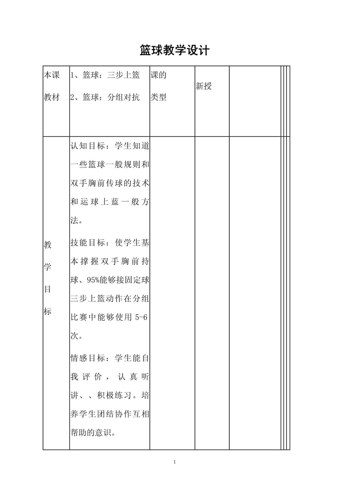 初中篮球校队训练教案设计